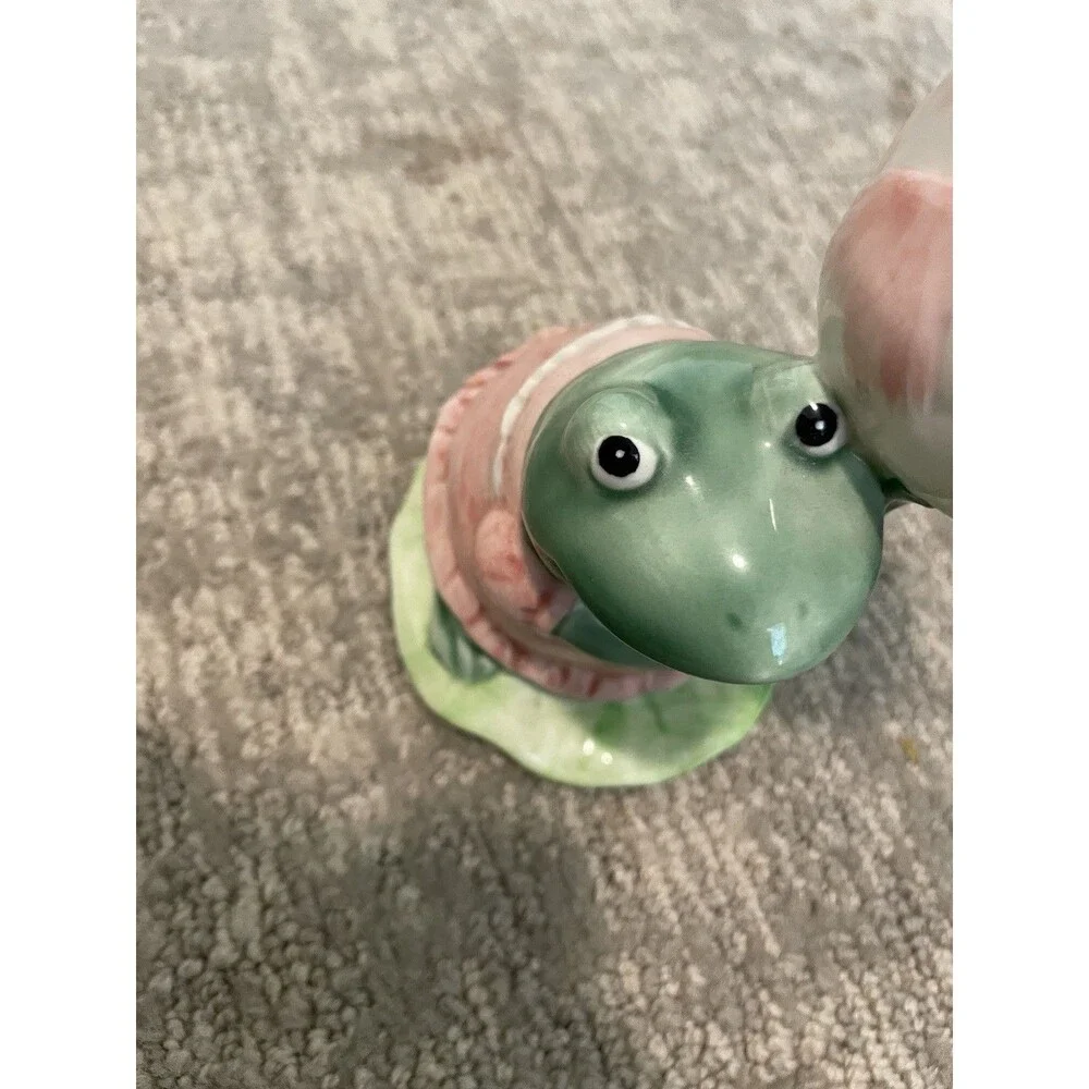 Mary Ann Baker Frog Figural Glazed Ceramic Taper Candle Holders Pair